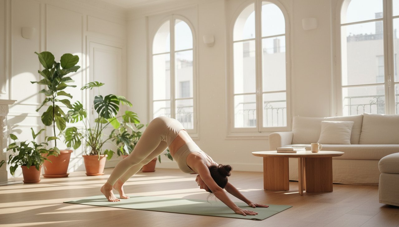 Yoga pour débutante femme posture chien tête en bas guide 2026