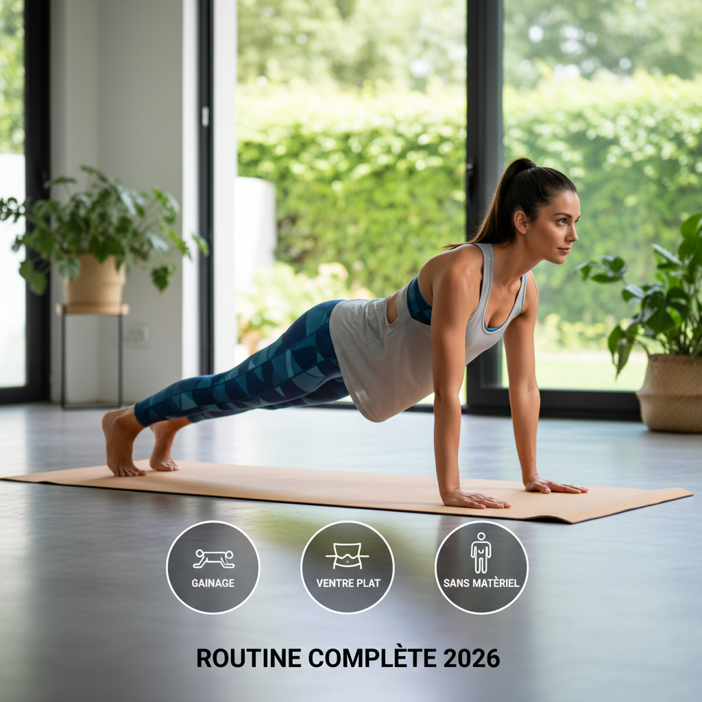 Exercice abdos femme : routine complète 2026 (gainage, ventre plat, sans matériel)