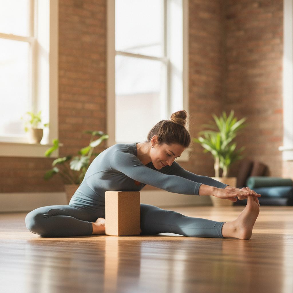 utilisation d'une brique de yoga en posture