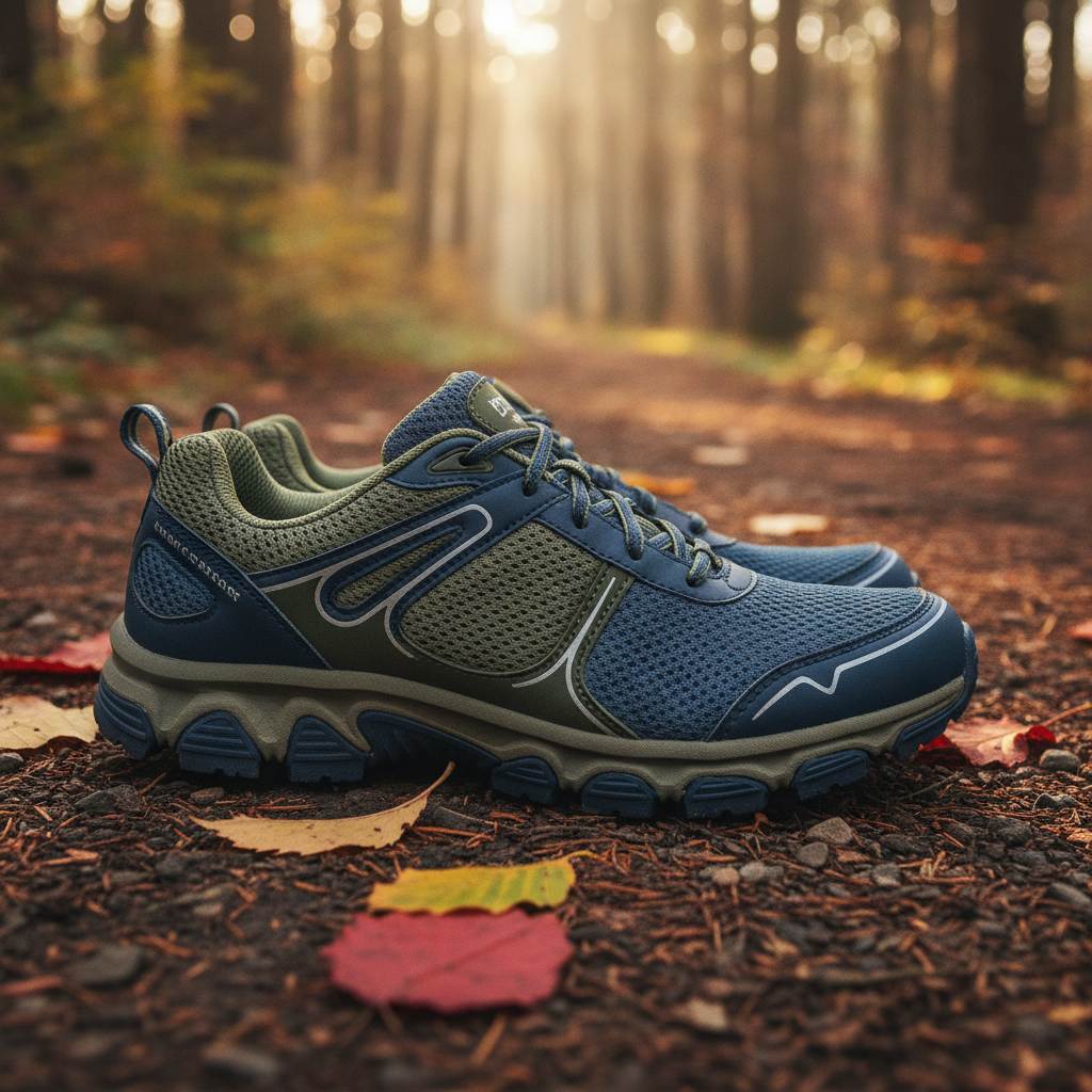 Chaussures de marche femme sur un chemin en nature