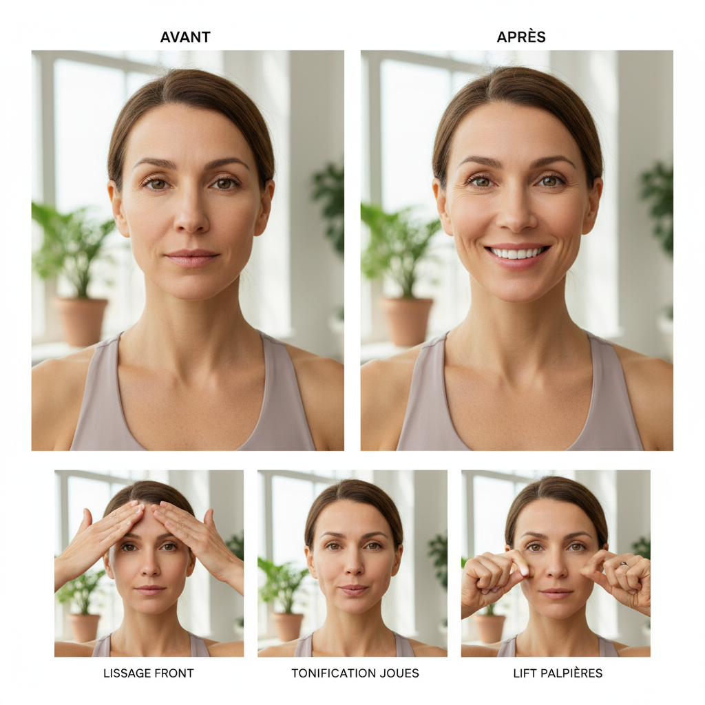 Yoga du visage : avant après, exercices et résultats réels