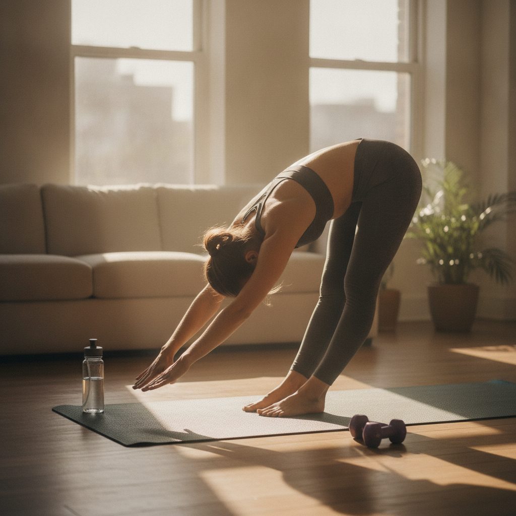 Étirements doux et récupération après une séance de renforcement musculaire