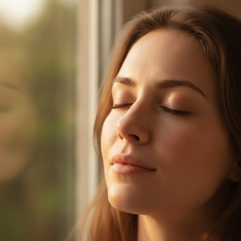 relaxation des yeux pres d une fenetre