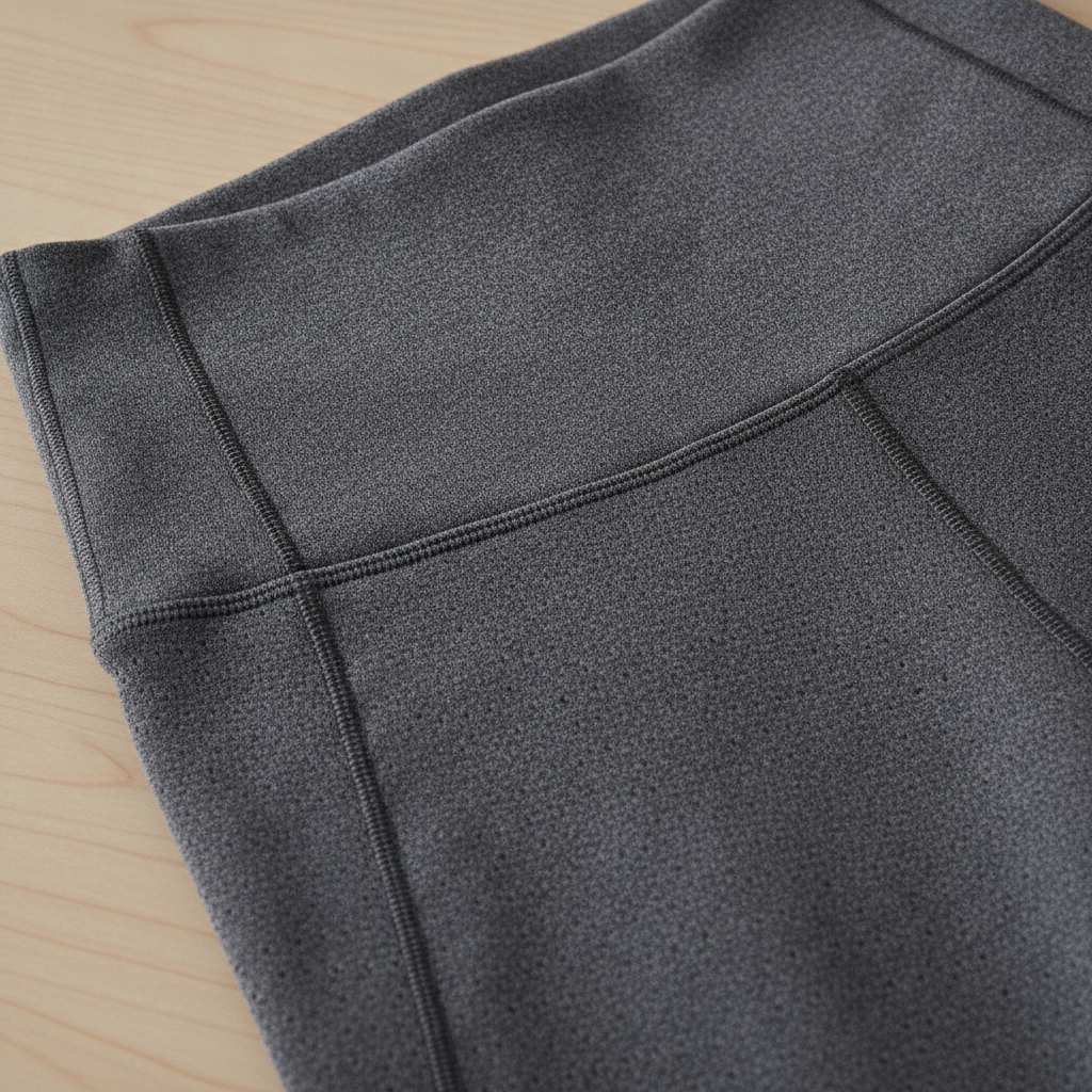 Gros plan sur le tissu technique respirant d'un legging de sport taille haute